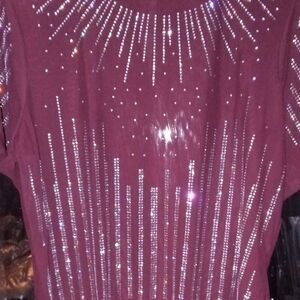 Burgundy Top with Silver Embellishments